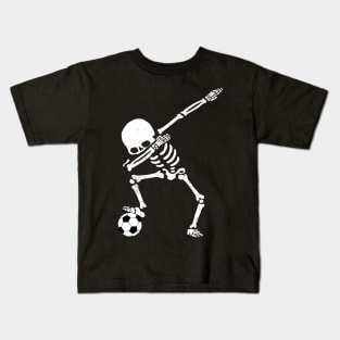 Halloween Dabbing Skeleton Soccer Shirt Dab Pose Soccer Ball Kids T-Shirt